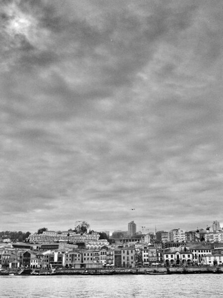 Fine art picture showing a large sky with a skyline at the bottom in black and white